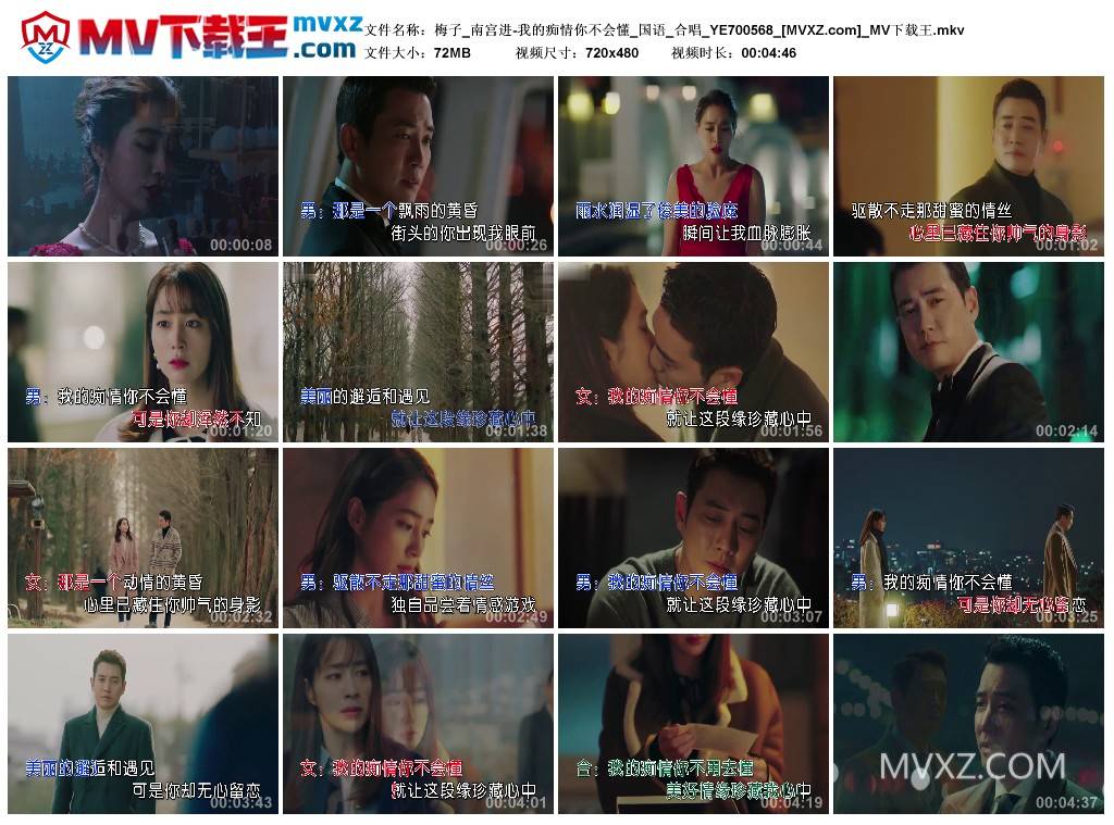 梅子_南宫进-我的痴情你不会懂_国语_合唱_YE700568